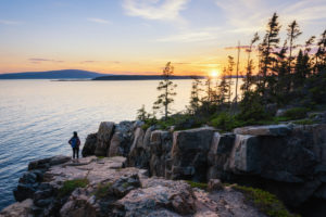 sunset in acadia national park, maine
